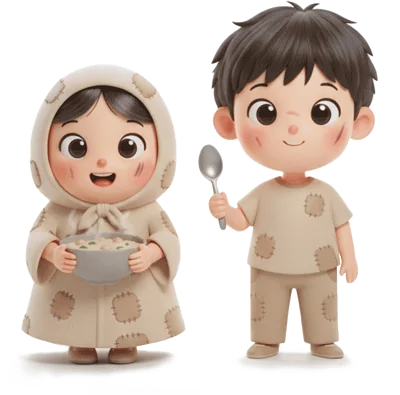 کاراکتر دختر و پسر فقیر